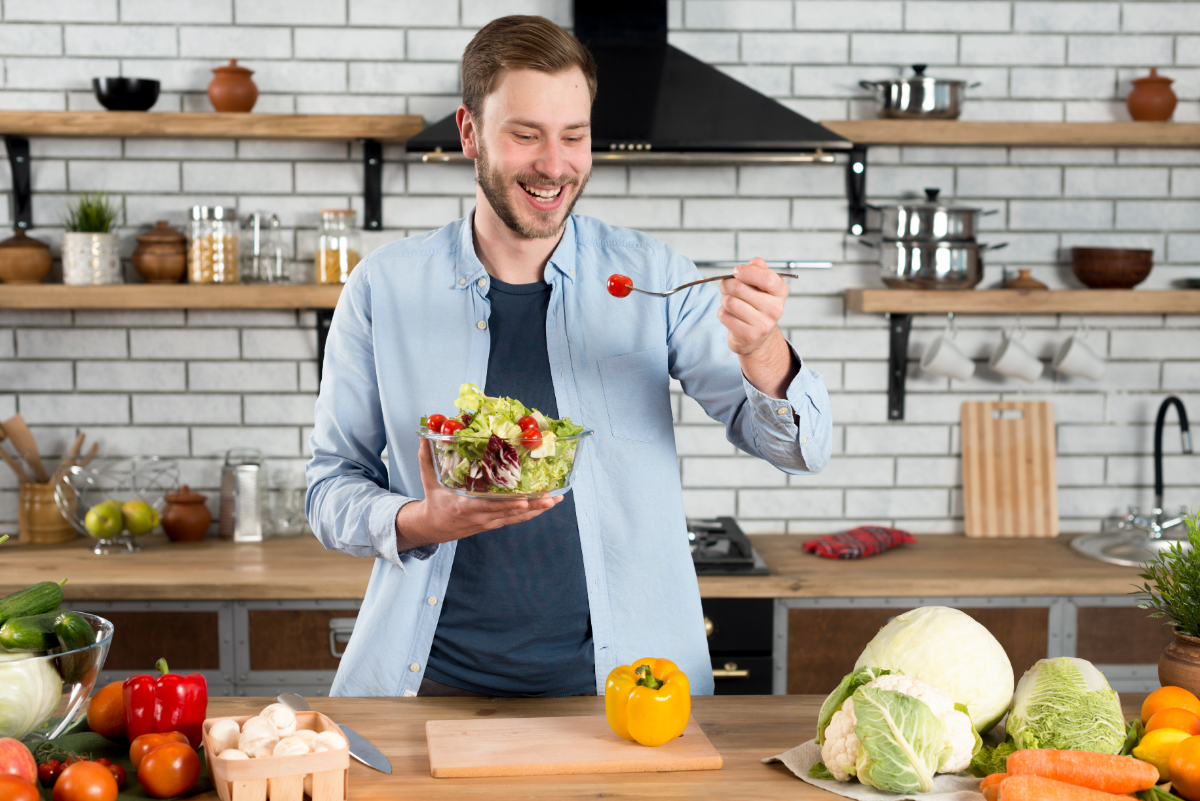 A step-by-step visual of superfood creation, featuring homegrown greens, sprouting seeds, dehydrated powders, and jars of fermented foods, with icons representing nutrition and freshness.